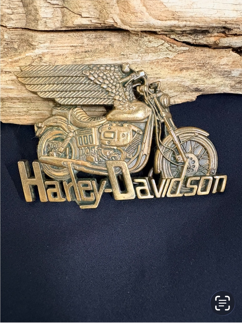 Vintage 80’s Harley-Davidson Metallic Gold Motorcycle Wall Belt Buckle